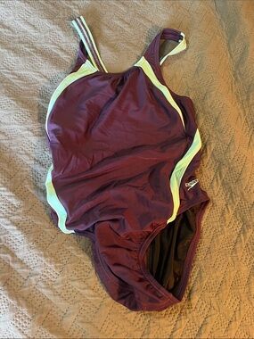 Speedo Plum One-Piece Swimsuit with Mint Trim